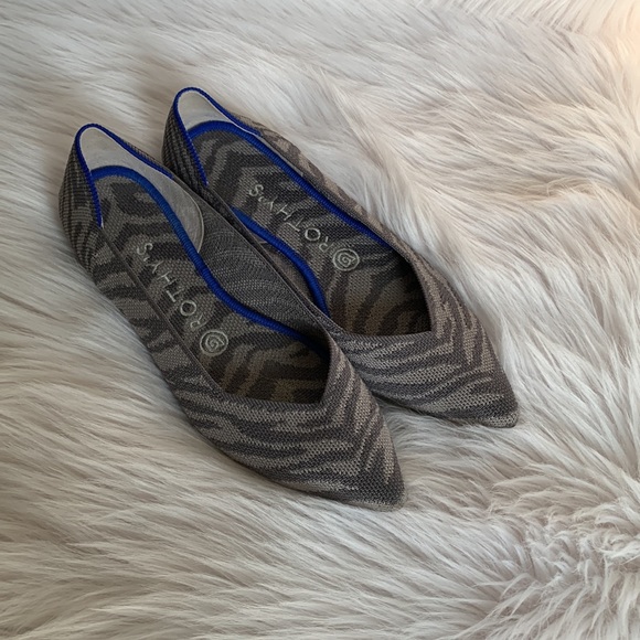 ROTHY'S Zebra Grey Flat Point Shoes | US 7.5 - Picture 4 of 13
